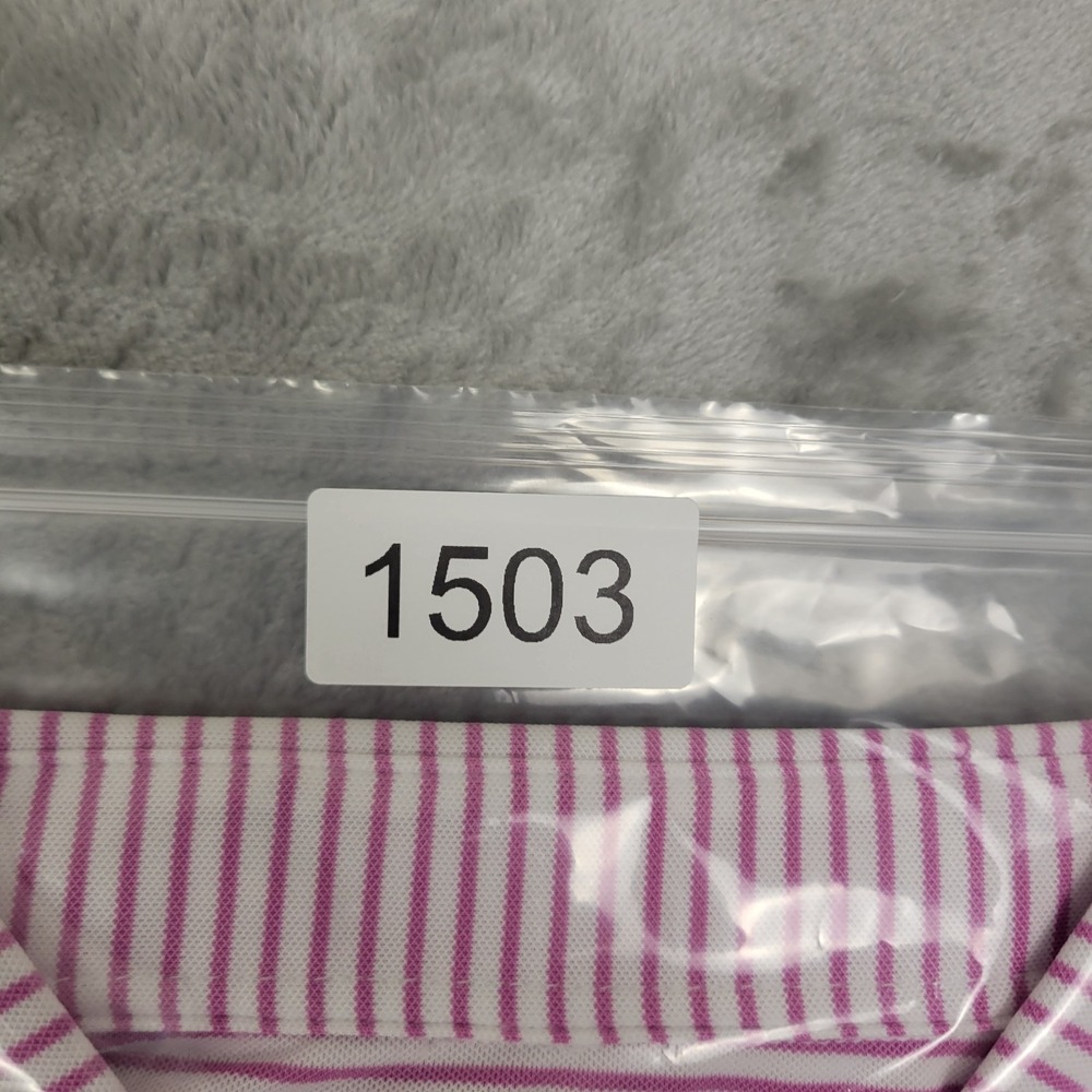 Donald Ross Golf Polo Purple White Striped Performance Men's Large Logo (NWT) - Picture 8 of 8